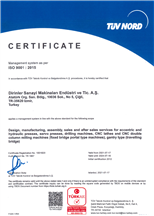 Dirinler Sanayi Makineleri - ISO 9001 Sertifikası - EN